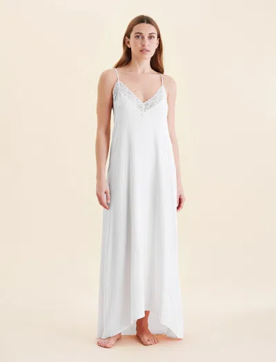 Papinelle Talia Lace Front Maxi Nightgown In White