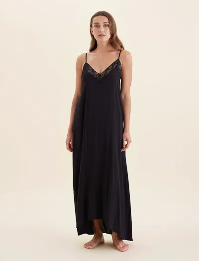 Papinelle Talia Lace Front Maxi Nightie In Black