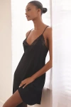 Papinelle Talia Lace-front Mini Nightgown In Black