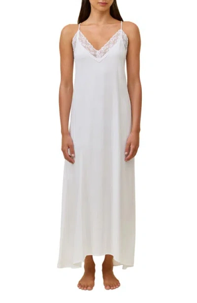Papinelle Talia Lace Front Maxi Nightgown In White