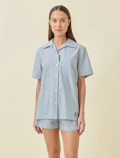 Papinelle Tennis Stripe Boxer Pj Set In Blue