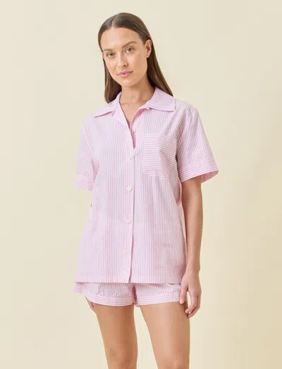 Papinelle Tennis Stripe Boxer Pj Set In Pink