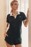 Papinelle Tennis Terry Short-sleeve Top & Boxers Pajama Set In Green
