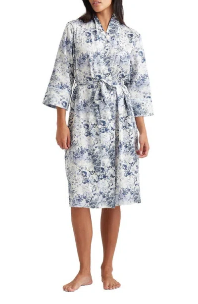 Papinelle Toile De Jouy Cotton Robe In French Blue
