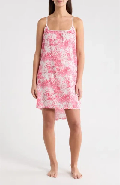 Papinelle Toile De Jouy Cotton Sateen High-low Chemise In Pink