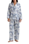 Papinelle Toile De Jouy Cotton Sateen Pajamas In French Blue