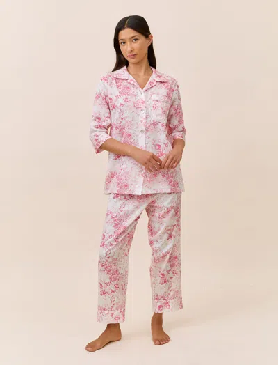 Papinelle Toile De Jouy Crop Pj Set In Pink