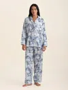 Papinelle Toile De Jouy Cotton Sateen Pajamas In French Blue