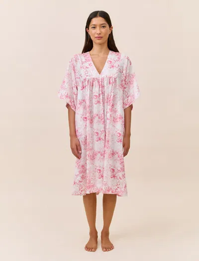 Papinelle Toile De Jouy Kaftan Nightgown In Pink
