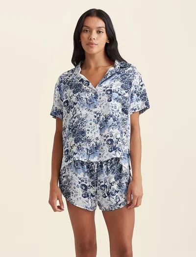 Papinelle Toile De Jouy Pure Silk Boxer Pj Set In Ecru