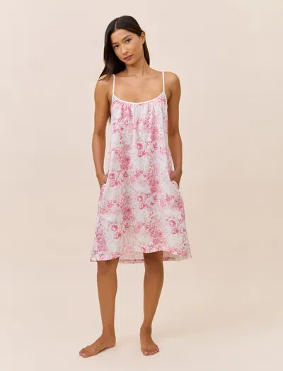 Papinelle Toile De Jouy Strappy Nightgown In Pink