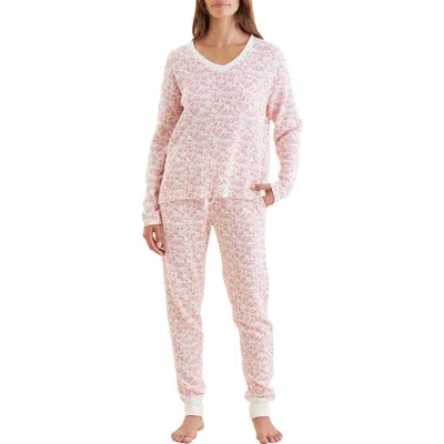 Papinelle Waffle Knit Pajamas In Strawberry Ditsy