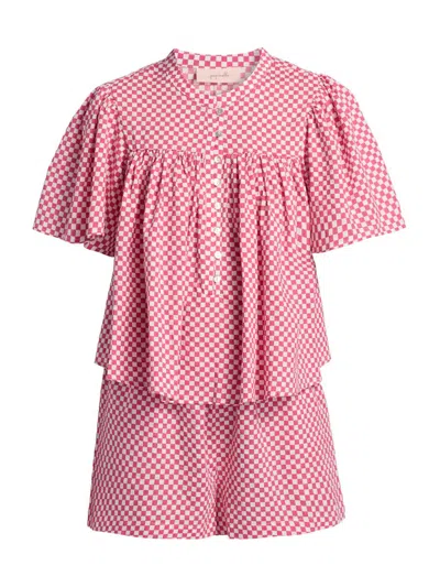 Papinelle Women's Anais Gathered Boxer Pajamas In Pink