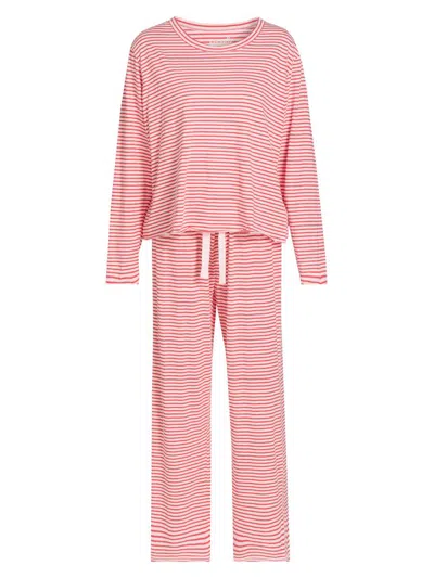 Papinelle Women's Jada Striped Cotton Pajamas In Pink
