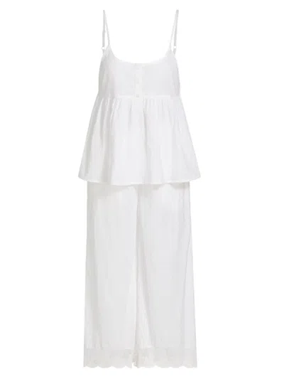 Papinelle Women's Swiss Dot Cami Crop Pajamas In White
