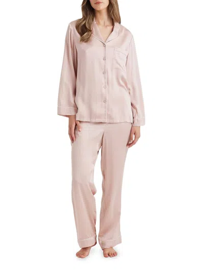 Papinelle Women's Sylvie Piped Silk Pajamas In Pink