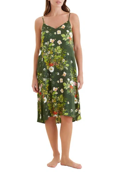 Papinelle X Karen Walker Love Letters Silk Nightgown In Green