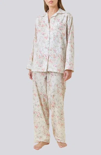 Papinelle Yolly Floral Lace Cotton Sateen Long Pajamas In Neutral