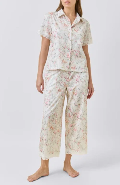 Papinelle Yolly Floral Lace Cotton Sateen Pajamas In Neutral