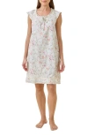 Papinelle Yolly Flutter Neck Cotton Sateen Nightgown In Burgundy