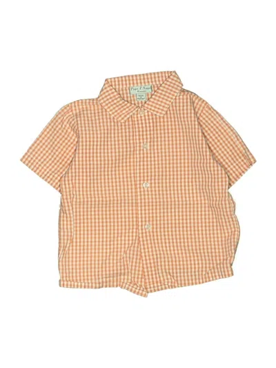Pre-owned Papo D'anjo Kids' Short Sleeve Button Down Shirt In Orange