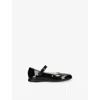Papouelli Black Evie Velcro Patent Leather Shoes Eur 24 / 7 Uk In Black