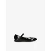 Papouelli Black Evie Velcro Patent Leather Shoes Eur 24 / 7 Uk In Black
