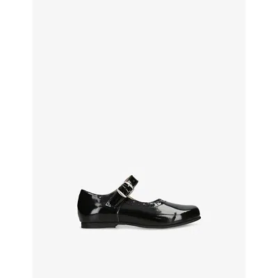 Papouelli Kids' Millie Buckle-strap Patent-leather Mary-jane Shoe In Black