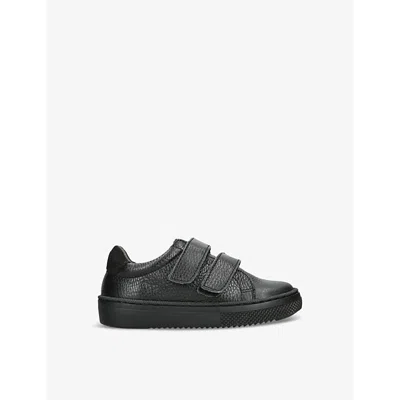 Papouelli Boys Black Kids' Atlas Leather Low-top School Shoes