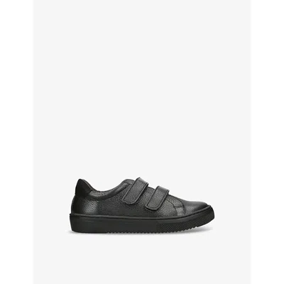 Papouelli Boys Black Kids' Atlas Leather Low-top School Shoes