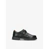 Papouelli Boys Black Kids Harry Adjustable-strap Leather Shoes 7-10 Years In Black