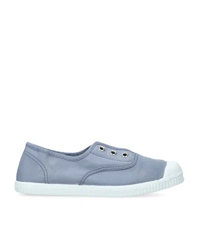 Papouelli Kids' Canvas Darcie Slip-on Sneakers In Blue