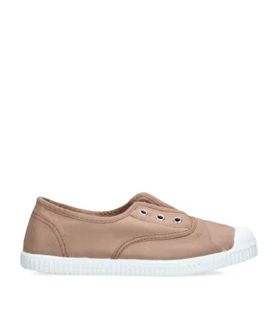 Papouelli Kids' Canvas Darcie Slip-on Sneakers In Brown