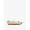Papouelli Leather Glitter Bug Ballet Flats In Silver