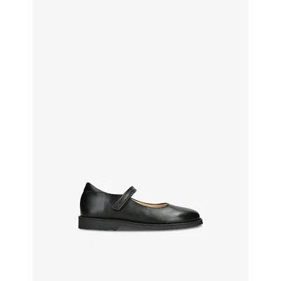 Papouelli Black Kids' Emilia Single-strap Leather Mary-jane Shoes Eur 29 / 11 Uk