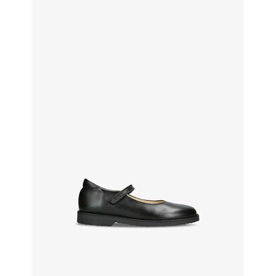 Papouelli Black Kids' Emilia Single-strap Leather Mary-jane Shoes Eur 37 / 4 Uk