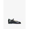 Papouelli Navy Kids' Emilia Strap Leather Mary-jane Shoes Eur 29 / 11 Uk In Blue
