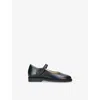 Papouelli Navy Kids' Emilia Strap Leather Mary-jane Shoes Eur 29 / 11 Uk In Blue