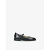Papouelli Navy Kids' Emilia Strap Leather Mary-jane Shoes Eur 29 / 11 Uk In Blue