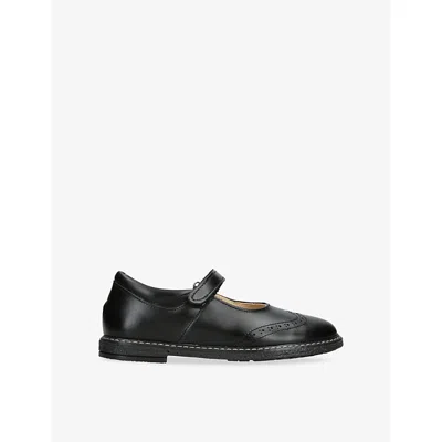 Papouelli Black Kids' Louisa Leather School Shoes Eur 33 / 1 Uk