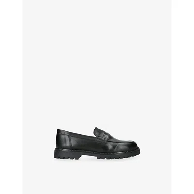 Papouelli Black Kids' Maximus Leather Loafers Eur 38 / 5 Uk