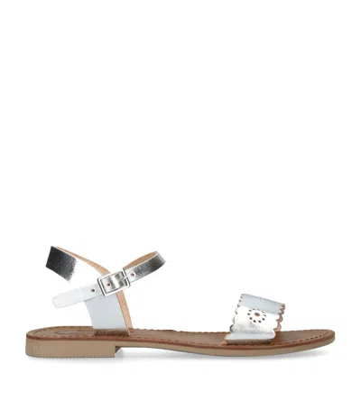 Papouelli Kids' Leather Anais Sandals In Silver