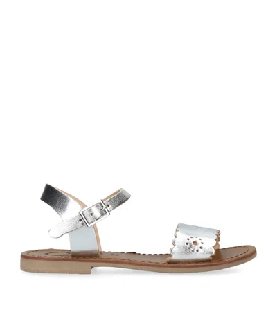 Papouelli Kids' Leather Anais Sandals In Silver