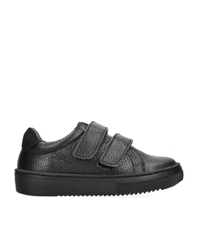 Papouelli Kids' Leather Atlas Trainers In Black