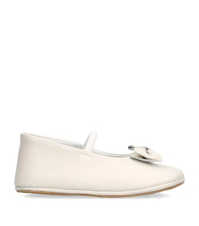 Papouelli Kids' Leather Bowie Flats In Beige