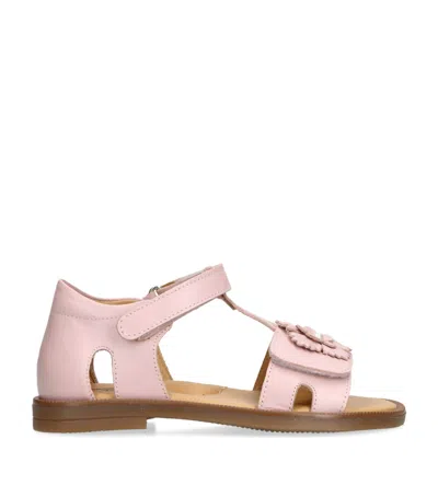 Papouelli Kids' Leather Emerald Sandals In Pink