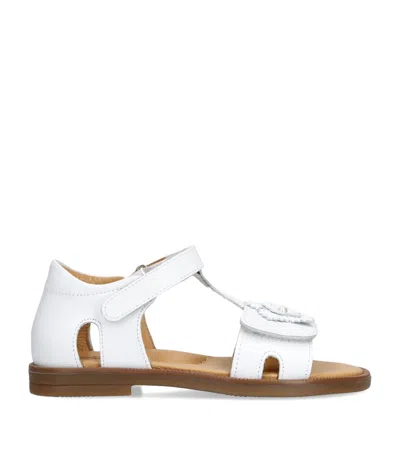 Papouelli Kids' Leather Emerald Sandals In White