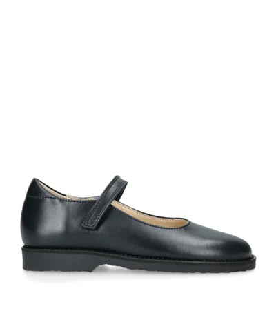 Papouelli Kids' Leather Emilia Mary Janes In Blue
