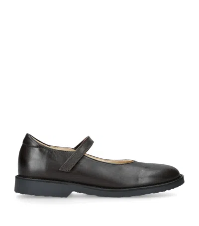 Papouelli Kids' Leather Emilia Mary Janes In Brown