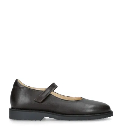 Papouelli Kids' Leather Emilia Mary Janes In Brown